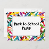 Crayons Frame Einladungspostkarte (Vorne/Hinten)