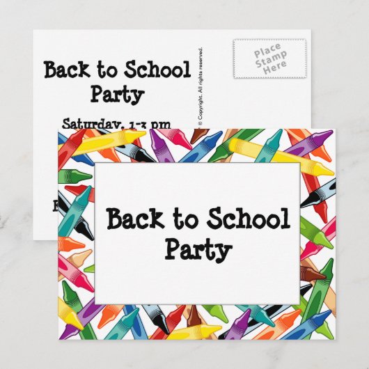 Crayons Frame Einladungspostkarte (Vorne/Hinten)