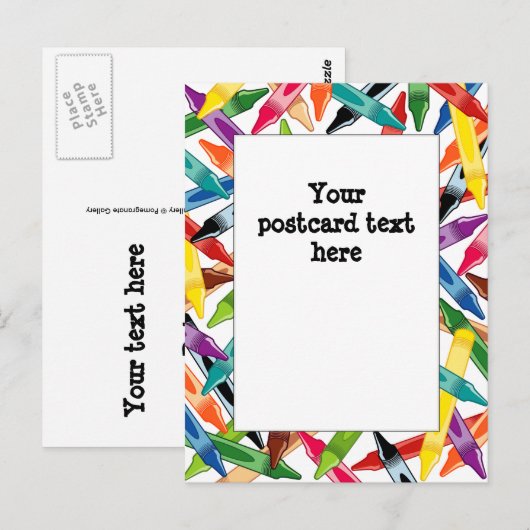 Crayons Frame Postkarte (Vorne/Hinten)