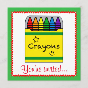 Crayons in einer Box Art Projekt Geburtstag Einladung