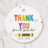 Crayons Lehrer Wertschätzung Danke Runde Geschenkanhänger (Vorderseite)