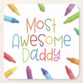 Crayons most Phantastisch Daddy Typografy | Unters Rechteckiger Pappuntersetzer (Vorderseite)