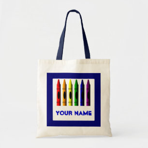 Crayons Name Template Crayon Blue Tote Bag Tragetasche
