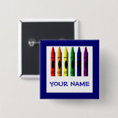 Crayons Niedlich Blue Name Crayon Button Template (Vorne & Hinten)