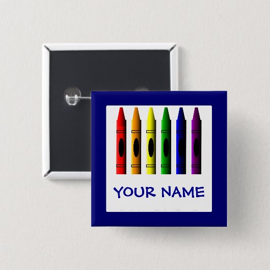 Crayons Niedlich Blue Name Crayon Button Template (Vorne & Hinten)