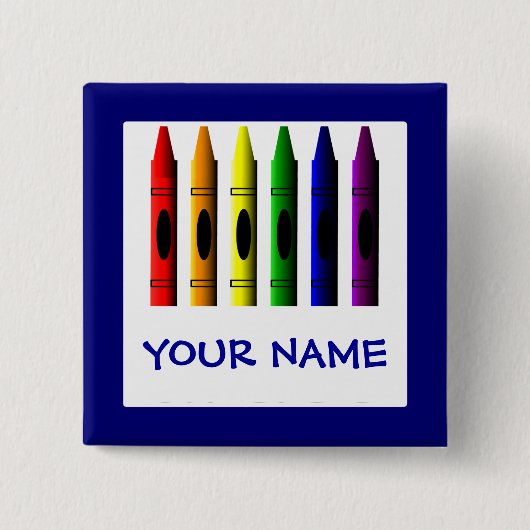 Crayons Niedlich Blue Name Crayon Button Template (Vorderseite)