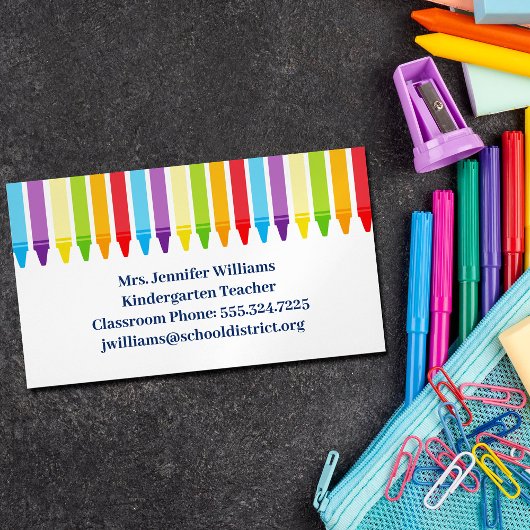 Crayons niedlich Elementarschullehrer Magnetische Visitenkarte