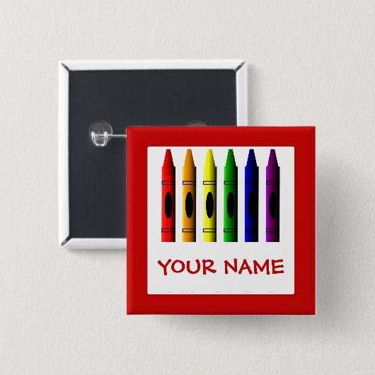 Crayons Niedlich Red Name Crayon Button Template (Vorne & Hinten)