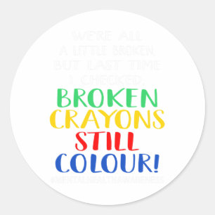 Crayons noch Farbe Mental Health Awareness Graphen Runder Aufkleber