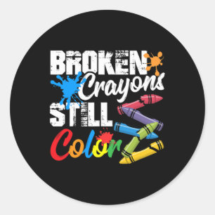 Crayons noch Farbe psychische Gesundheit Bewusstse Runder Aufkleber