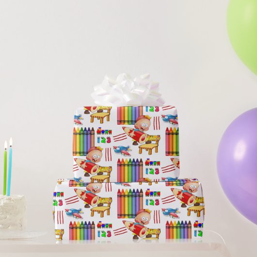 Crayons Numbers Wrapping Paper Geschenkpapier (Partygeschenke)