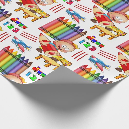 Crayons Numbers Wrapping Paper Geschenkpapier (Ecke)