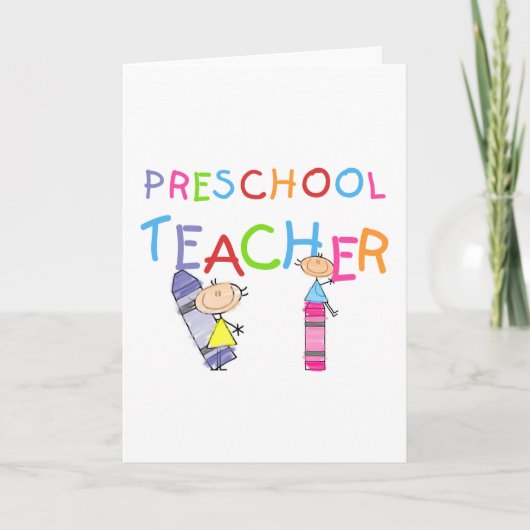 Crayons Preschool Teacher Tshirts und Geschenke Karte (Vorderseite)