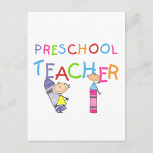 Crayons Preschool Teacher Tshirts und Geschenke Postkarte