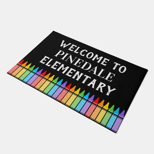 Crayons School Welcome Door Mat Fußmatte (Schrägansicht)