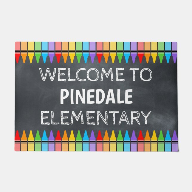Crayons School Welcome Door Mat Fußmatte (Vorderseite)