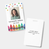 Crayons & Stars Ausweis für farbenfrohe Schullehre (Vorder- & Rückseite)