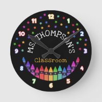 Crayons Stars Colorful Teacher's Name Klasse