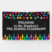 Crayons & Stars Farbenfroh Willkommen im Lehrer Banner (Horizontal)