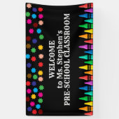 Crayons & Stars Farbenfroh Willkommen im Lehrer Banner (Vertikal)