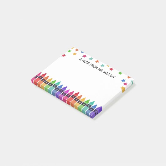 Crayons & Stars farbenfrohe Note aus der Schule Post-it Klebezettel (angewinkelt)
