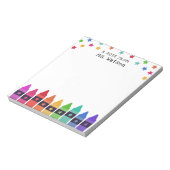 Crayons & Stars farbenfrohe Note vom Lehrer Notizblock (Rotiert)