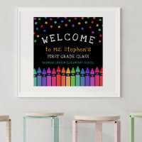 Crayons Stars farbenfrohe Willkommenslehrerin im K