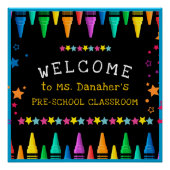 Crayons Stars farbenfrohe Willkommenslehrerin im K Poster (Vorderseite)