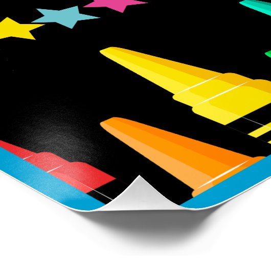 Crayons Stars farbenfrohe Willkommenslehrerin im K Poster (Ecke)