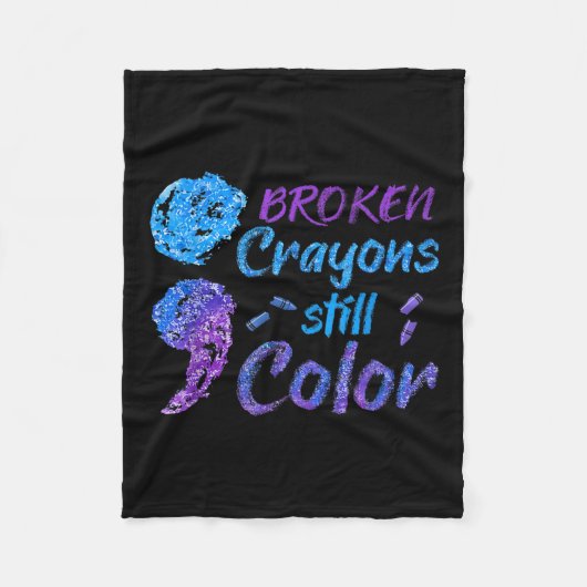 Crayons Suicide Awareness Monatsunterstützung Fleecedecke (Vorderseite)