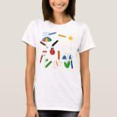 Crayons Zeichnete eine farbenfrohe Welt T-Shirt (Vorderseite)