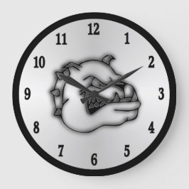 Crazed Bulldog Wall Clock Black Numbers Große Wanduhr