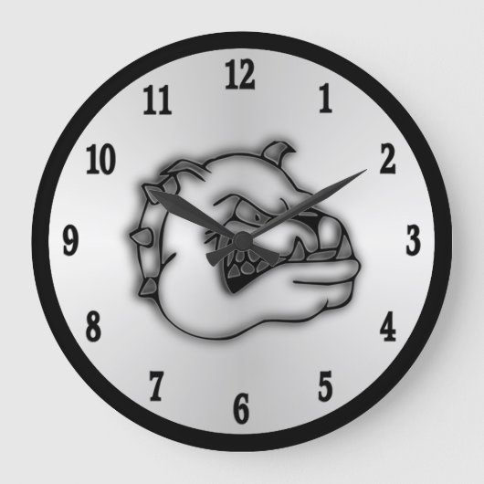 Crazed Bulldog Wall Clock Black Numbers Große Wanduhr (Vorderseite)