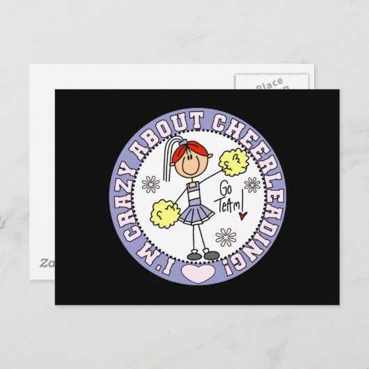 Crazy About Cheerleader T - Shirt und Geschenke Postkarte (Vorne/Hinten)