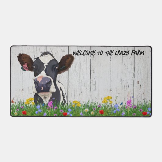Crazy About Farm Desk Mat - Niedliche Holstein Kuh Schreibtischunterlage (Vorderseite)