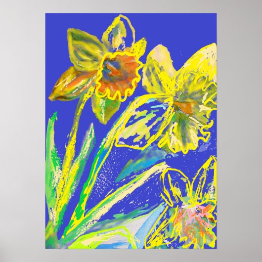 Crazy Abstrakt Daffodin Spring Garden Art Poster (Vorne)