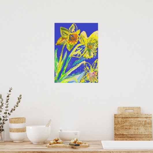 Crazy Abstrakt Daffodin Spring Garden Art Poster (Küche)