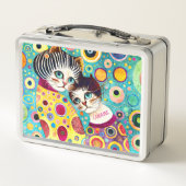 Crazy Abstrakte Coole Katzen Metall Brotdose (Rückseite)