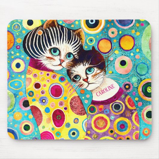Crazy Abstrakte Coole Katzen Mousepad (Vorne)