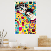 Crazy Abstrakte Coole Katzen Poster (Küche)