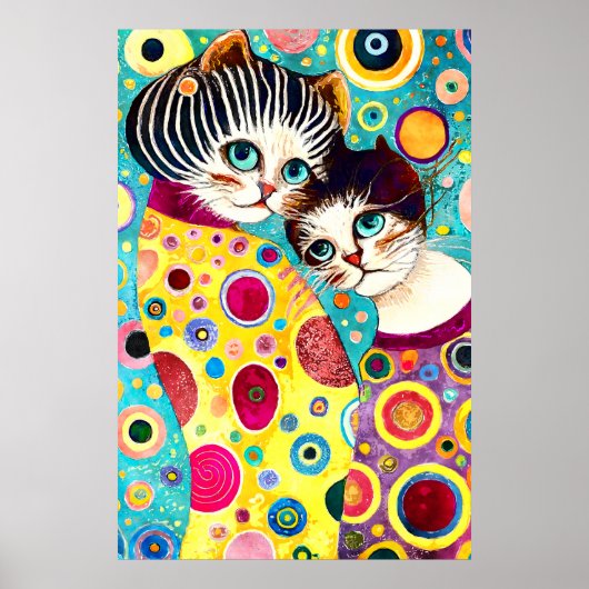 Crazy Abstrakte Coole Katzen Poster (Vorne)