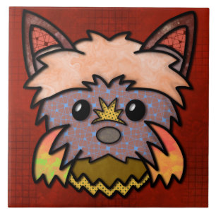 Crazy abstrakte Muster Hund Gesicht Keramik Tile Fliese