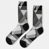 Crazy Abstrakte Raute Socken in Schwarz und Grau (Linkes Detail)