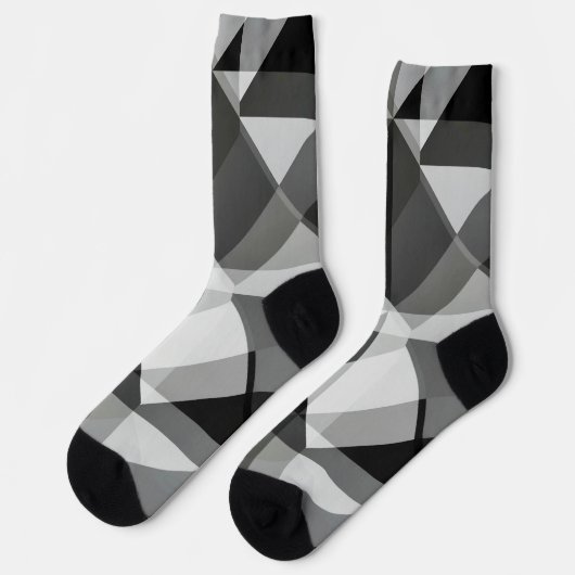 Crazy Abstrakte Raute Socken in Schwarz und Grau (Linkes Detail)