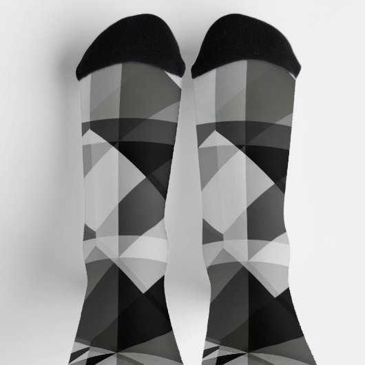 Crazy Abstrakte Raute Socken in Schwarz und Grau (Oben)