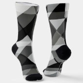 Crazy Abstrakte Raute Socken in Schwarz und Grau (Gewinkelt)