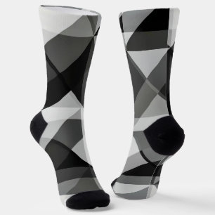 Crazy Abstrakte Raute Socken in Schwarz und Grau