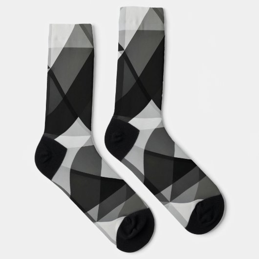 Crazy Abstrakte Raute Socken in Schwarz und Grau (Rechts)