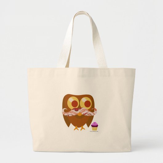 Crazy Albern Mustache Owl Fun Bird Cartoon Jumbo Stoffbeutel (Vorne)