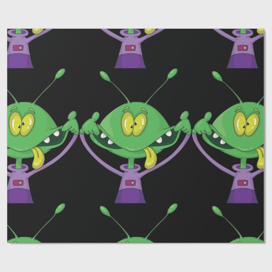 Crazy Alien Wrapping Paper Geschenkpapier (Flach)